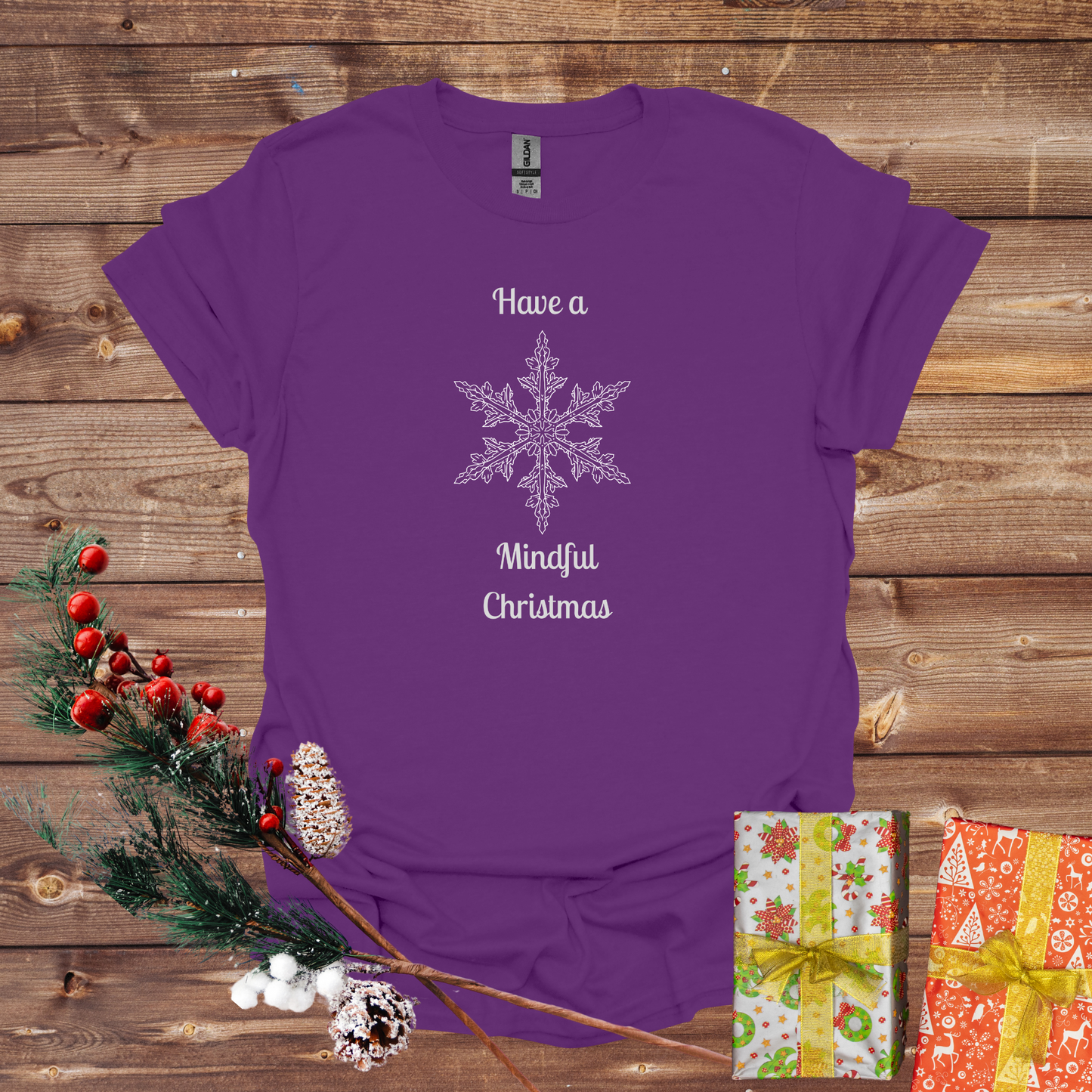 Have a Mindful Christmas" Snowflake Mandala Softstyle T-Shirt