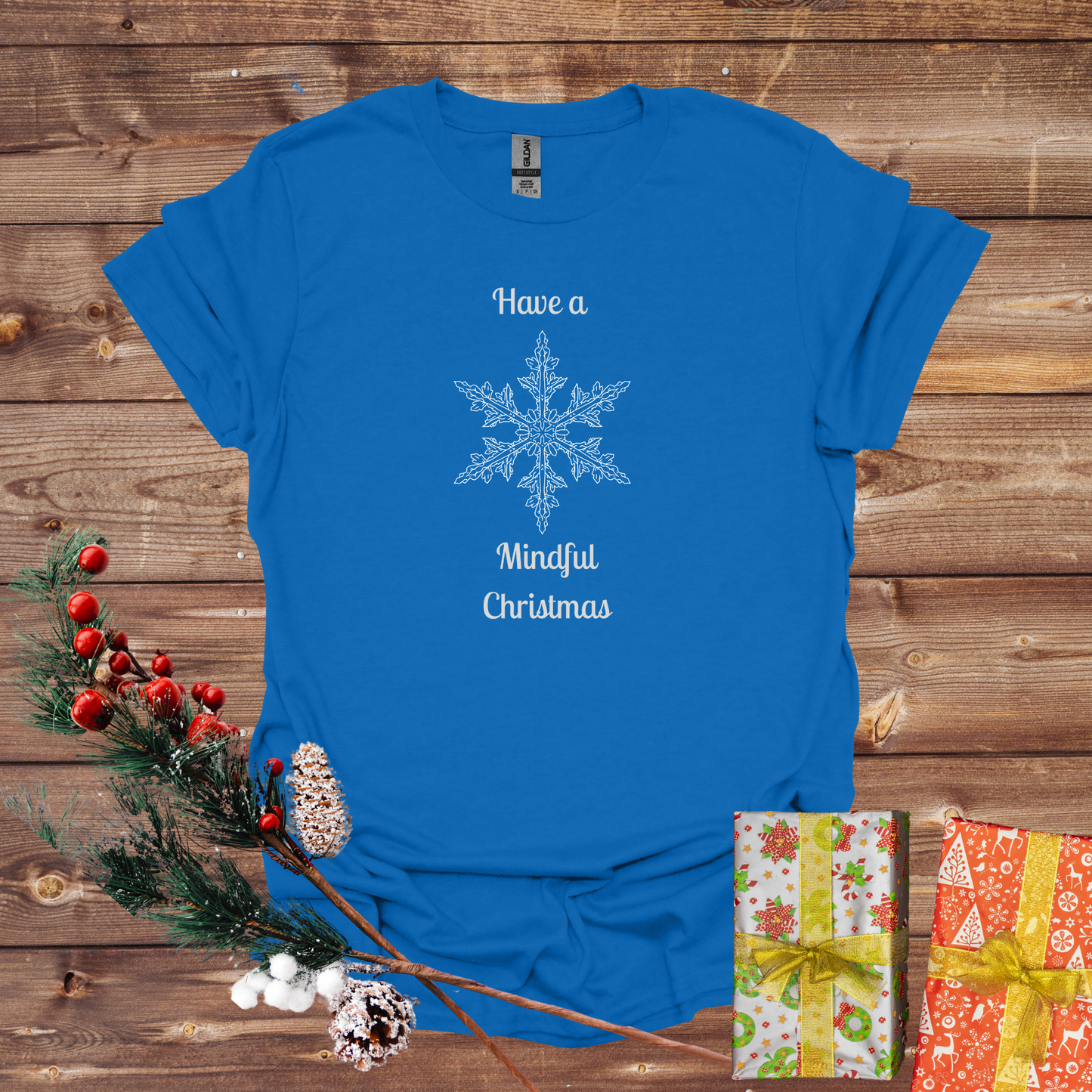 Have a Mindful Christmas" Snowflake Mandala Softstyle T-Shirt