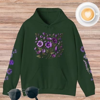 Purple Flowers Unisex Heavy Blend™ Hooded Sweatshirt