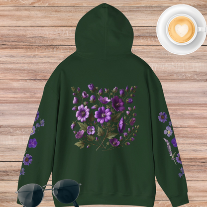 Purple Flowers Unisex Heavy Blend™ Hooded Sweatshirt