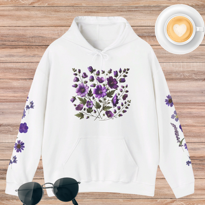 Purple Flowers Unisex Heavy Blend™ Hooded Sweatshirt