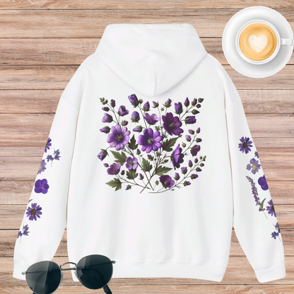 Purple Flowers Unisex Heavy Blend™ Hooded Sweatshirt