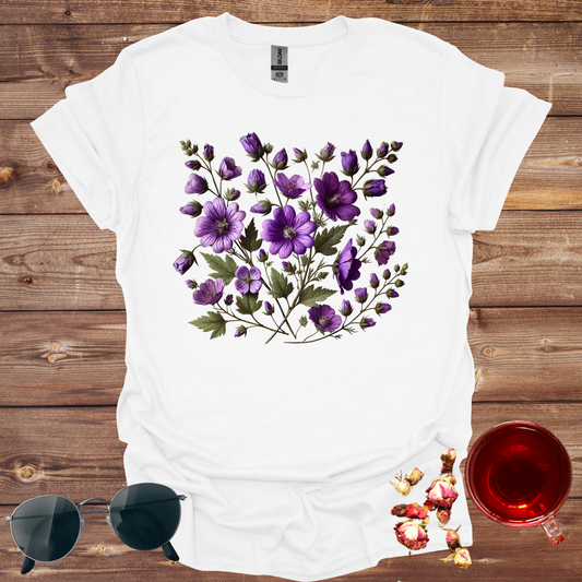 Purple pressed flower Unisex Softstyle T-Shirt
