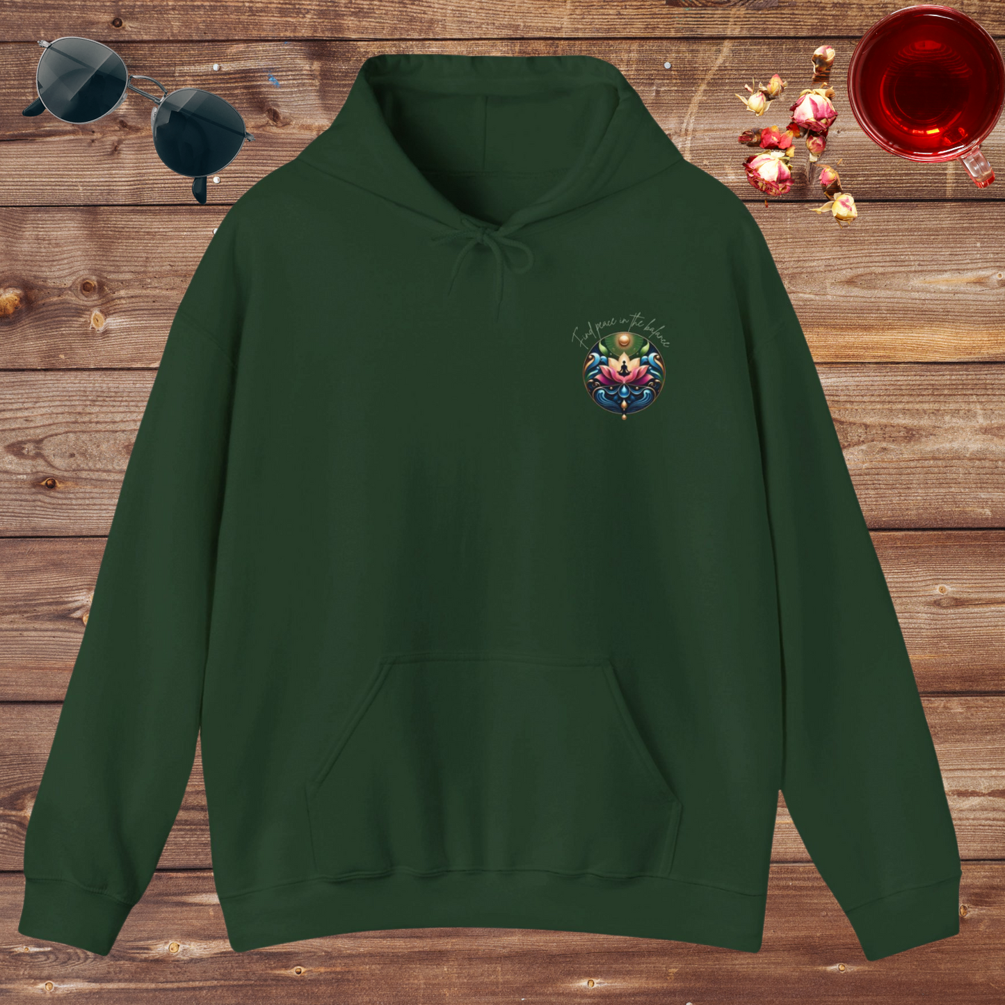 Find Peace in the Balance Holistic Wellness Hoodie. Blend™ Hooded Sweatshirt