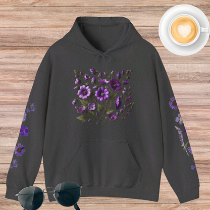 Purple Flowers Unisex Heavy Blend™ Hooded Sweatshirt