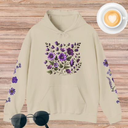 Purple Flowers Unisex Heavy Blend™ Hooded Sweatshirt