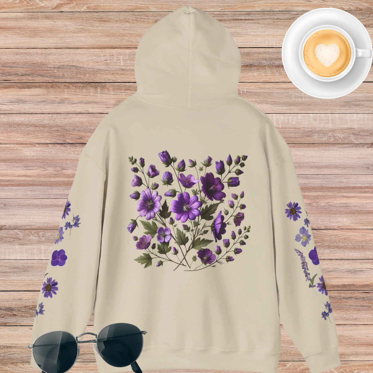 Purple Flowers Unisex Heavy Blend™ Hooded Sweatshirt