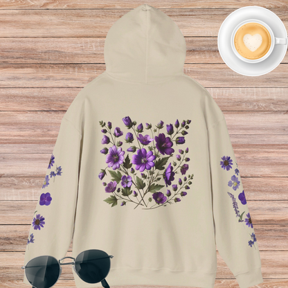 Purple Flowers Unisex Heavy Blend™ Hooded Sweatshirt