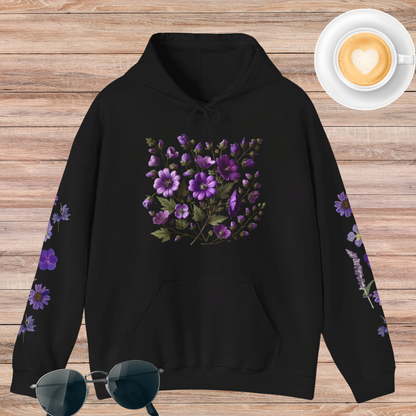 Purple Flowers Unisex Heavy Blend™ Hooded Sweatshirt