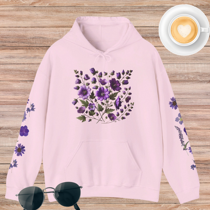 Purple Flowers Unisex Heavy Blend™ Hooded Sweatshirt