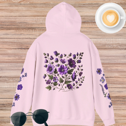 Purple Flowers Unisex Heavy Blend™ Hooded Sweatshirt