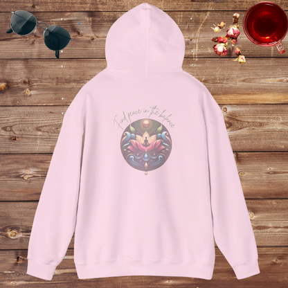 Find Peace in the Balance Holistic Wellness Hoodie. Blend™ Hooded Sweatshirt