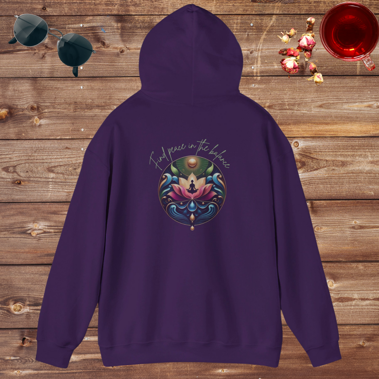 Find Peace in the Balance Holistic Wellness Hoodie. Blend™ Hooded Sweatshirt